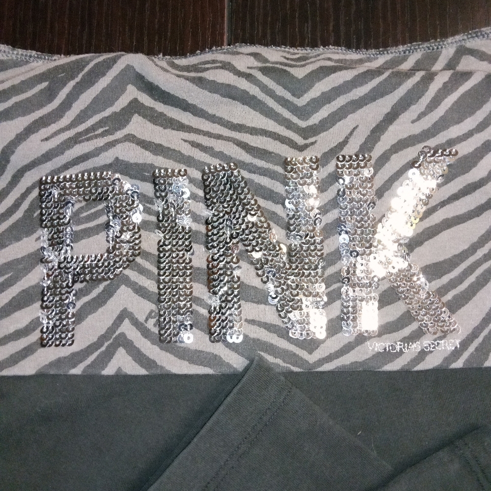 Victoria's Secret Gray Zebra Sequin Top Foldover  Leggings